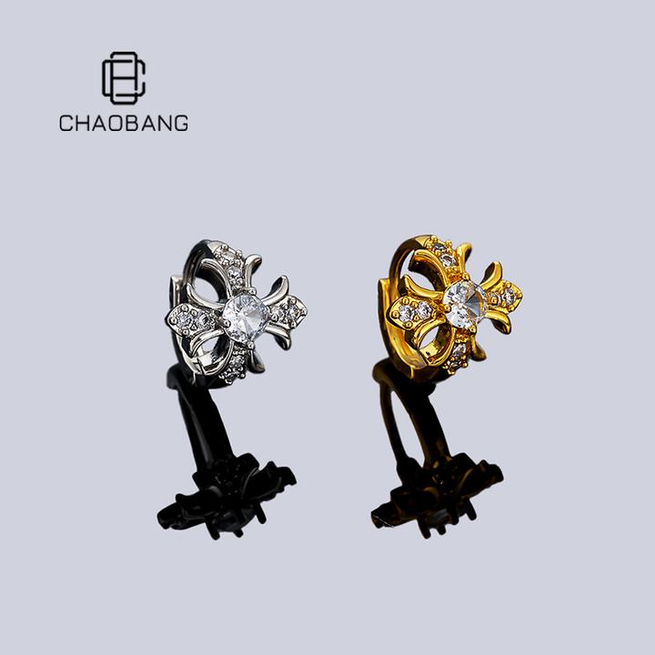 chaobang/潮邦 铜合金耳饰 镶钻鸢尾花耳环轻奢耳饰高级感ins饰品