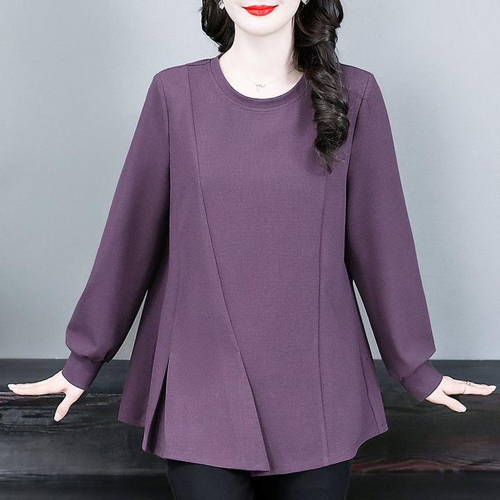 大码女装卫衣不规则捏褶百搭上衣2025春季衬衫胖妹妹宽松250033