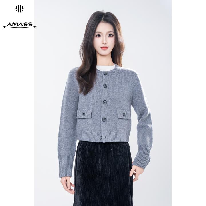 AMASS/阿玛施秋冬新款针织衫百搭时尚开衫气质长袖温柔简约548043