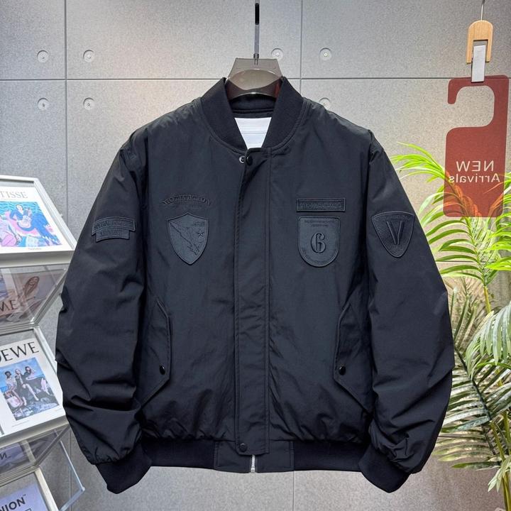 冬季50白鸭绒外套男潮流百搭立领羽绒服飞行员夹克美式痞帅棒球服