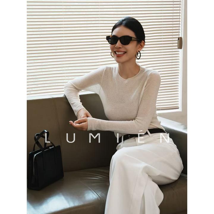 【LUMIEN 新品】“银河垂雾”柔软亲肤绵羊毛修身圆领针织衫LX5HSS120