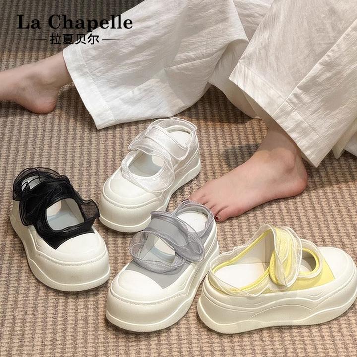 拉夏贝尔包头半拖鞋女2025冬季新款仙女风通勤百搭厚底休闲凉拖鞋