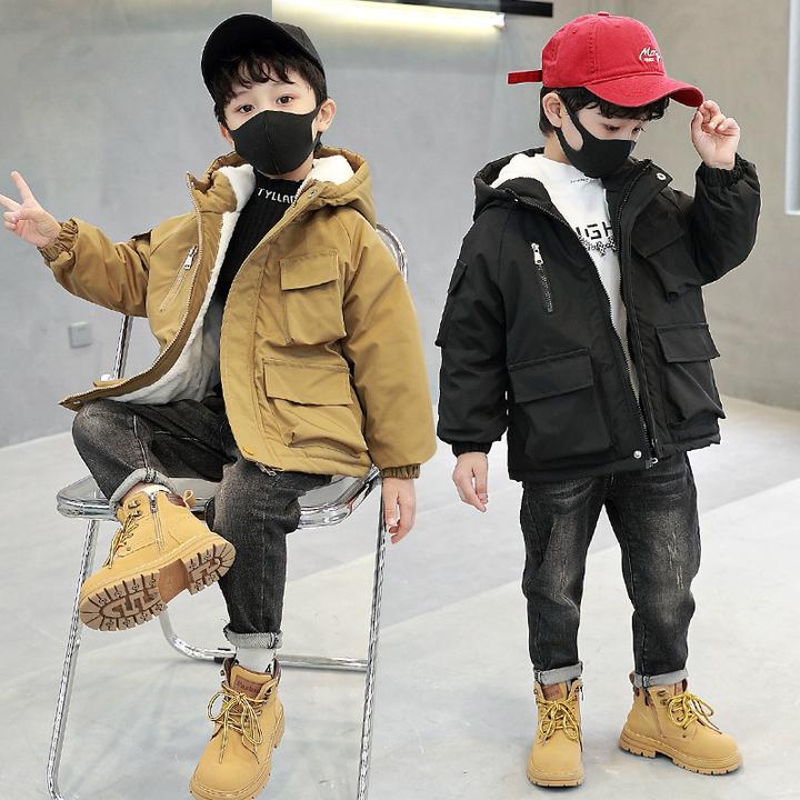 男童冬装加绒派克服2025深秋冬季韩版儿童加厚外套中小童衣服男孩