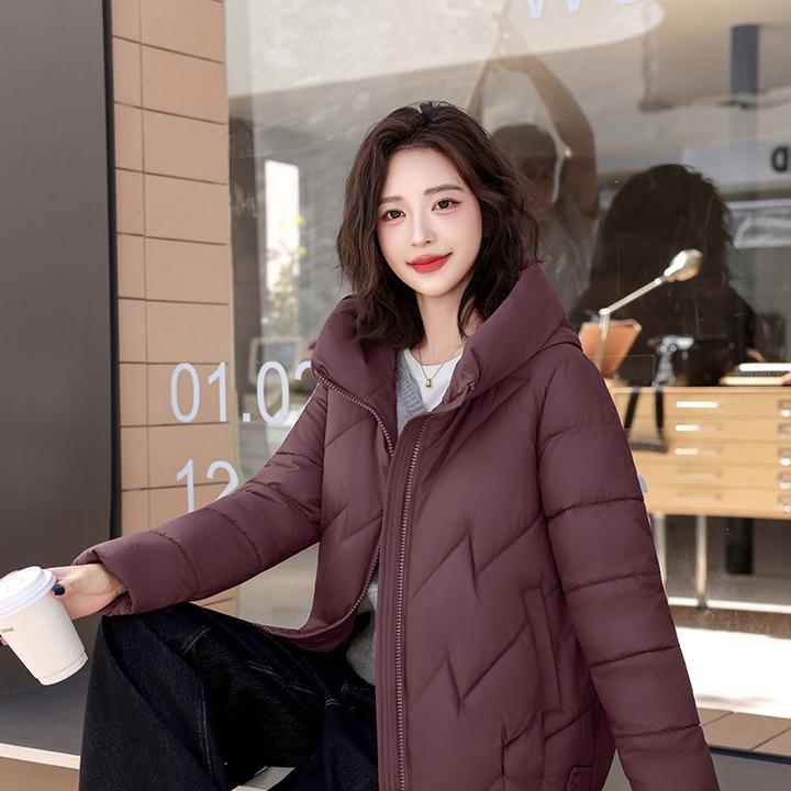 2025年单色冬季短款加厚宽松保暖韩版外套妈妈冬装老钱风棉服外套