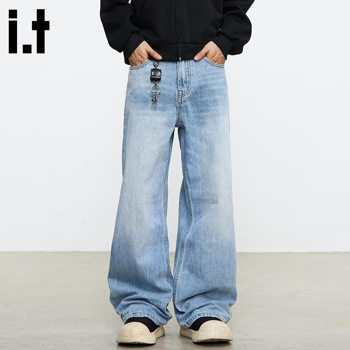 i.t:CHOCOOLATE潮牌牛仔裤男士2025秋冬款高级感宽松阔腿直筒长裤