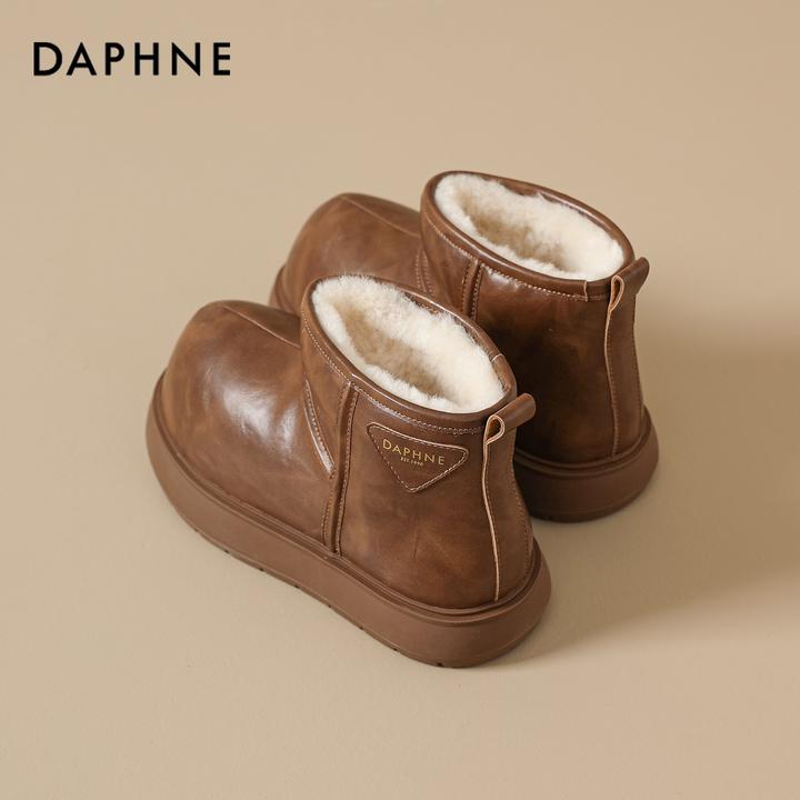达芙妮棉鞋女2025新款冬季加绒加厚防水超好看雪地靴大头面包棉靴