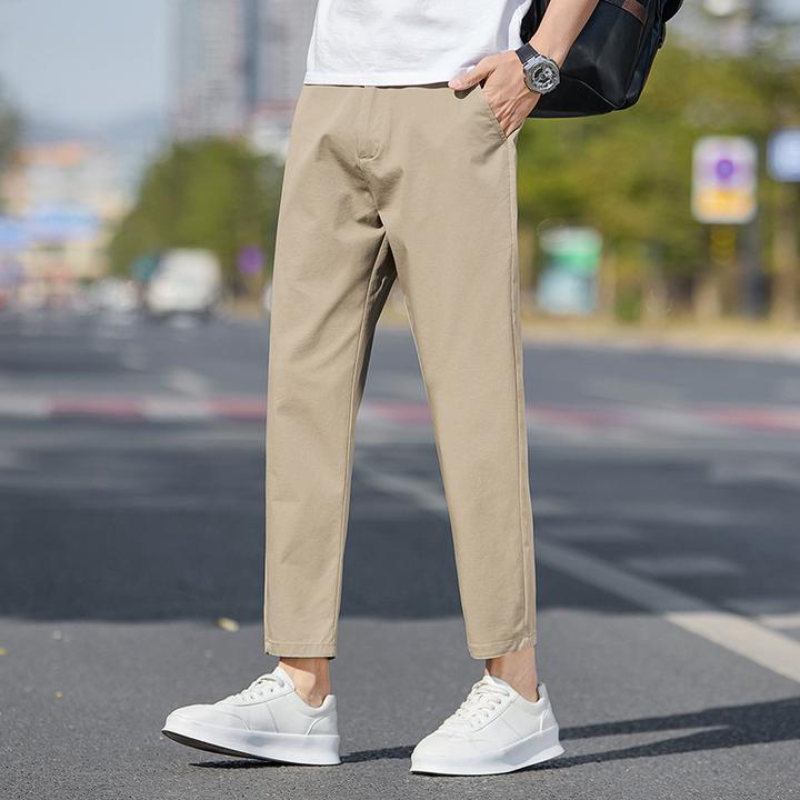 新款冰感棉男裤春夏韩版弹力轻商务经典时尚百搭九分休闲裤
