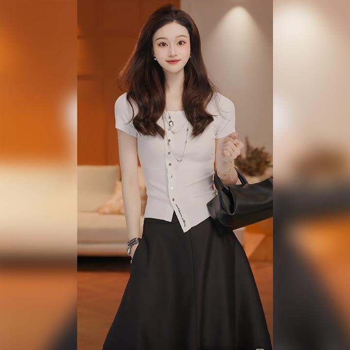 【极简风】夏季新款时尚气质百搭显瘦上衣套头针织衫AS5ZKS0102