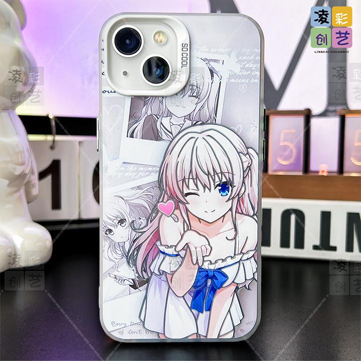 凌彩创艺适用苹果华为小米二次元动漫友利奈绪合集IMD大孔彩银壳
