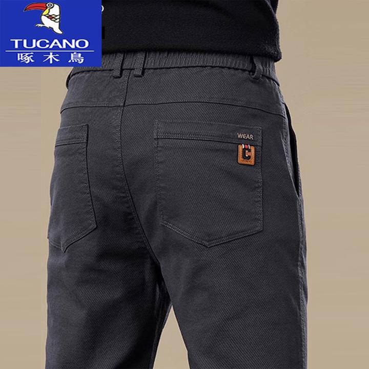 啄木鸟弹力男士修身休闲裤2025秋冬新款宽松直筒中年男士商务长裤