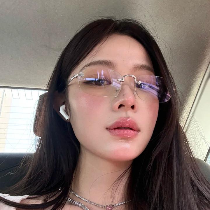 纯欲网红无框眼镜女素颜近视可配度数方形金丝边小框简约眼镜框男