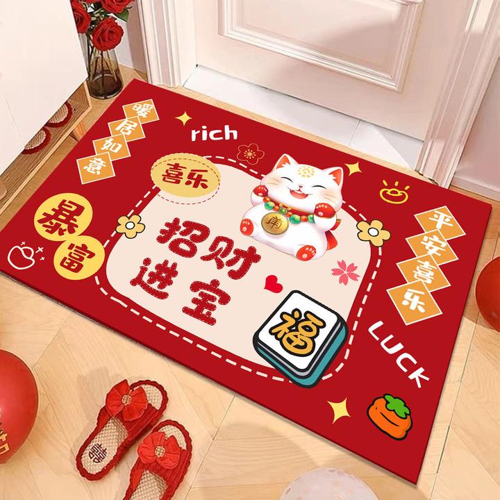 2025新年门垫蛇年红色喜庆门口地垫门口入户门脚垫吸水垫防滑耐脏