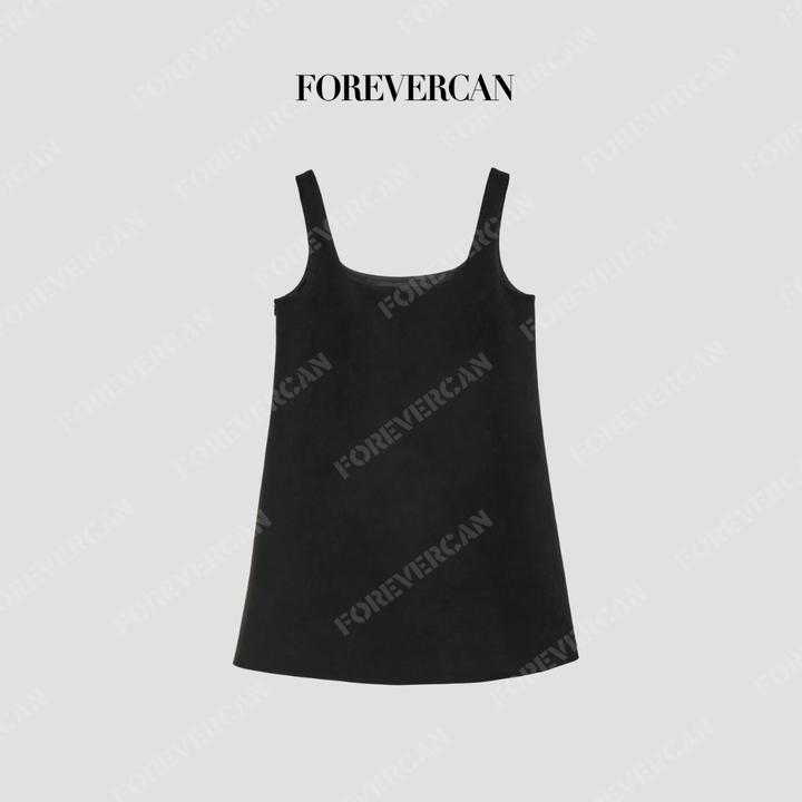 FOREVERCAN“悦己时刻”复古学院风麂皮绒背带连衣裙WD22112B