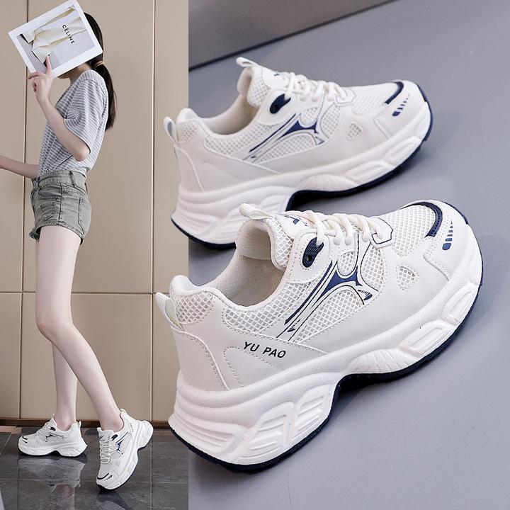 透气时尚休闲鞋轻便防滑软底女鞋百搭网面老爹鞋厚底网红运动学生