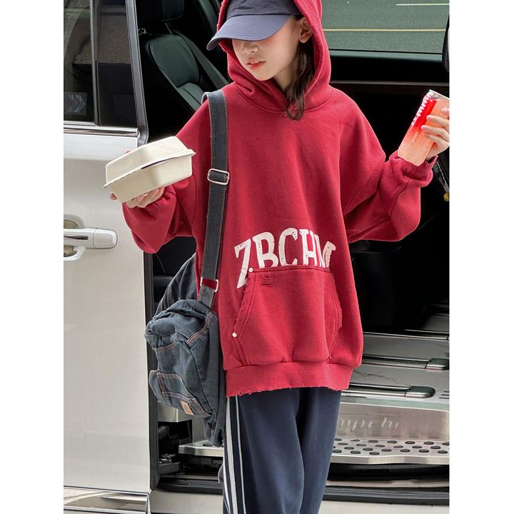 K29967孙小美磨破女童连帽卫衣2025新款秋冬儿童加绒加厚上衣时髦