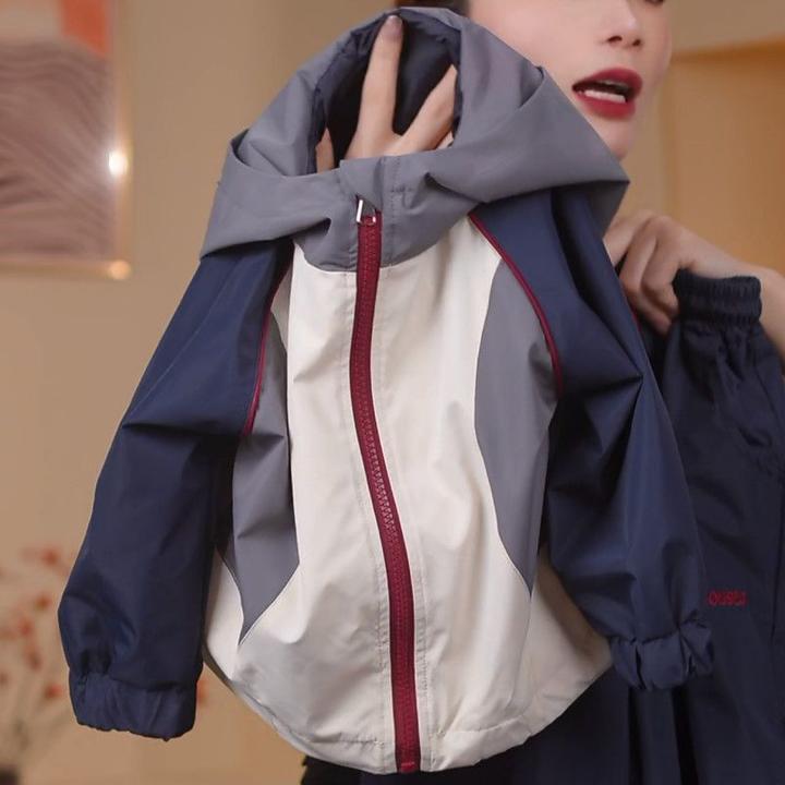 儿童2024冲锋衣套装2024新款男女童春秋款韩版时尚宽松拼接两件套