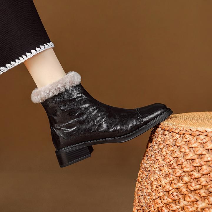 跟高3.5cm/34-43/羊/羊毛加厚大码短靴女士时装靴冬季保暖妈妈鞋