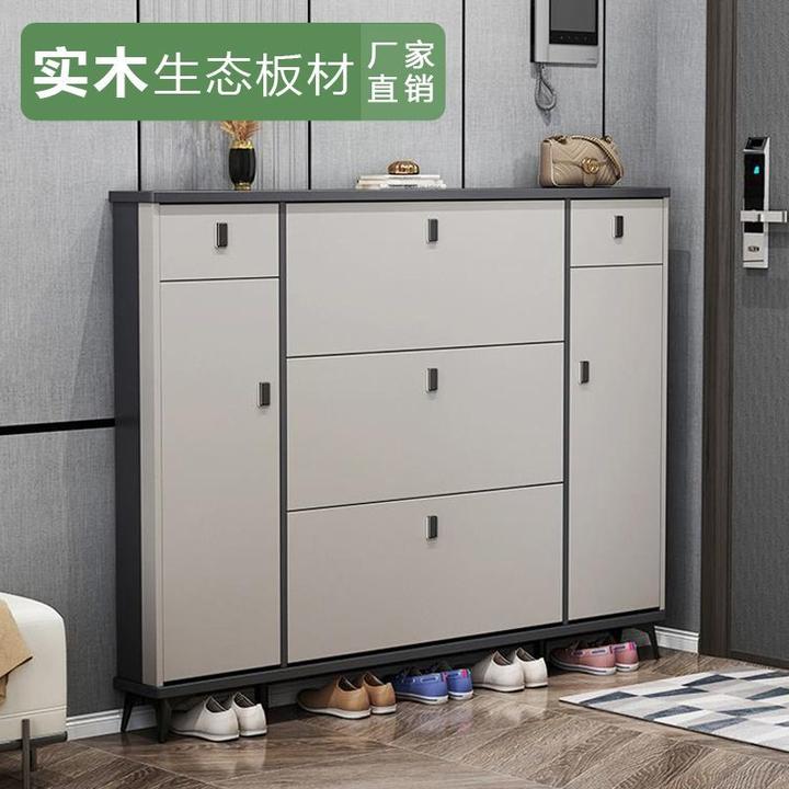 实木意式超薄鞋柜门口家用大容量靠墙简约现代玄关收纳储物柜鞋架