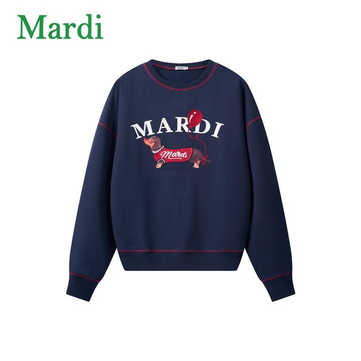 Mardi秋冬腊肠狗印花圆领套头长袖显瘦卫衣MWY2542214
