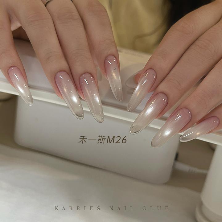 禾一斯新品显白冰晶果冻玻璃珠猫眼冰透珠光爆闪美甲罐装甲油胶