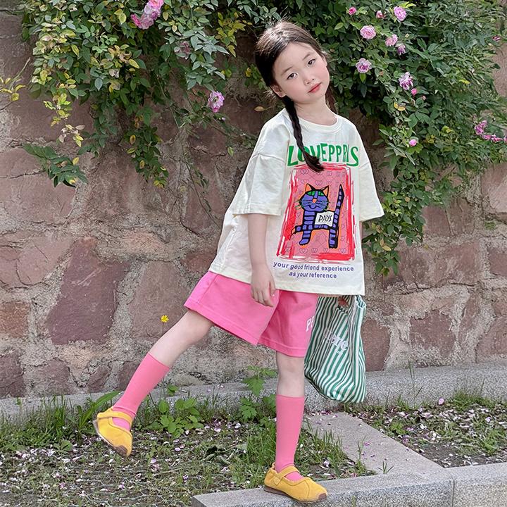 女童短袖短裤套装夏季2025新款儿童韩版休闲夏日穿搭女孩大童夏装