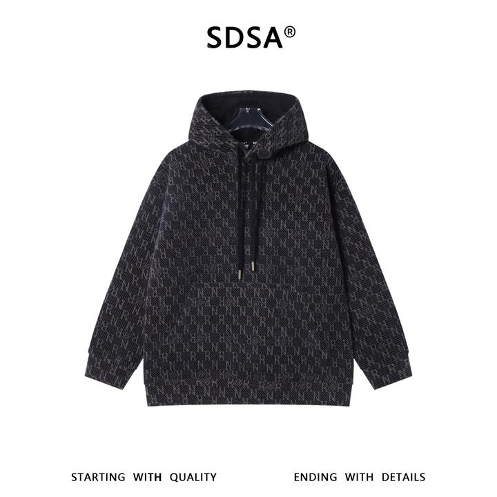 SDSA男士秋冬新款痞帅男装美式复古绒毛字母连帽卫衣百搭时尚上衣