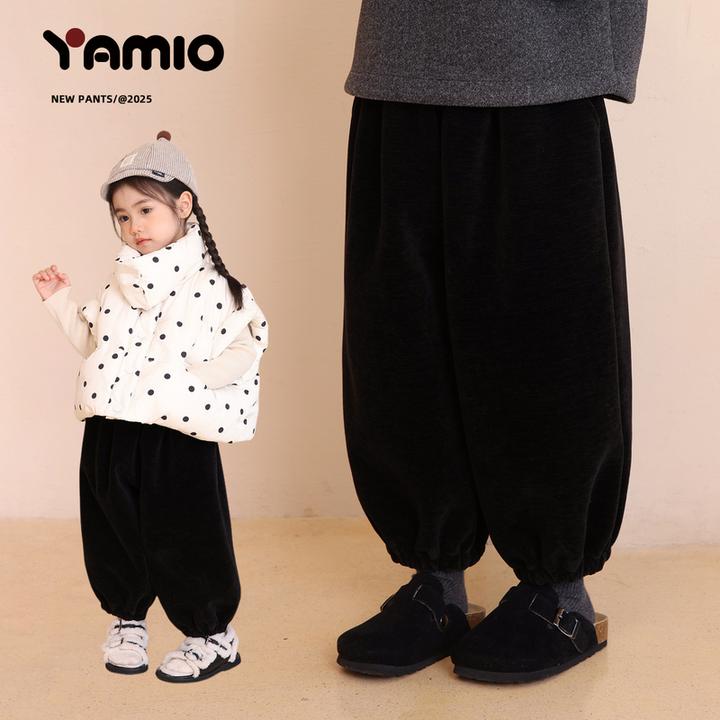 YAMIO杨梅家2025冬季新款儿童女童装加绒加厚丝绒灯笼裤CF4066