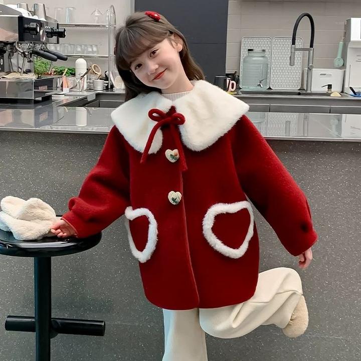 呢大衣韩版冬季纯色女童中大童