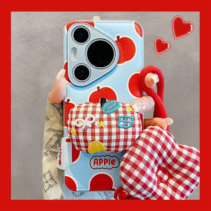 适用华为pura70pro+手机壳70Ultra韩风蓝底立体格纹苹果pura80pro