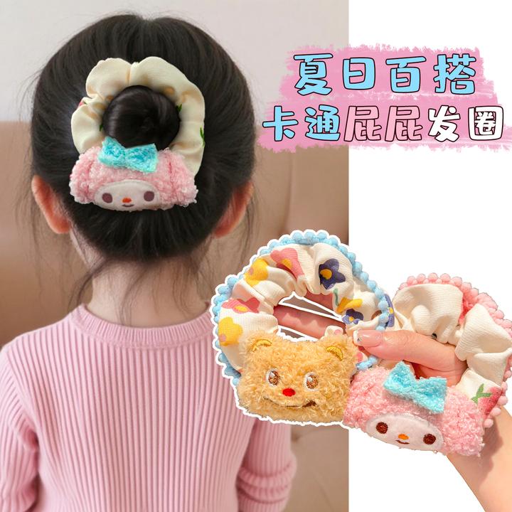 【儿童】趣味卡通立体玩偶大肠发圈可爱格纹小猫儿童肠圈百搭发绳