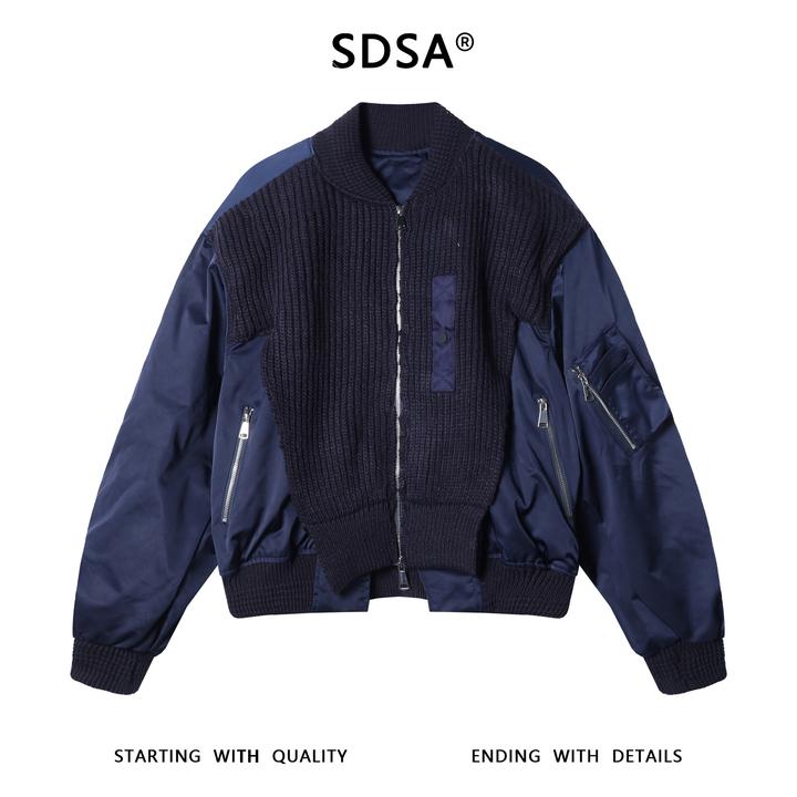 SDSA男士秋冬新款痞帅男装韩版拼接拉链口袋拉链夹克外套百搭重工