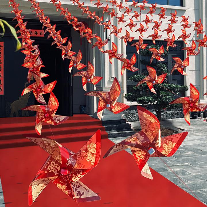 结婚庭院布置婚礼喜字风车拉花挂饰农村户外院子灯笼装饰用品大全