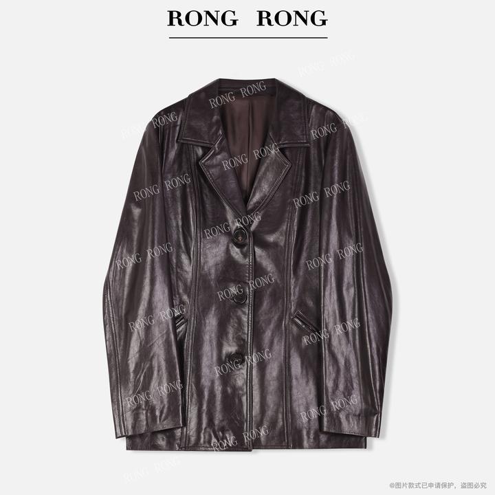 溶溶【优雅暮紫】RONGRONG 100土耳其羊皮翻领通勤风皮衣RR55083