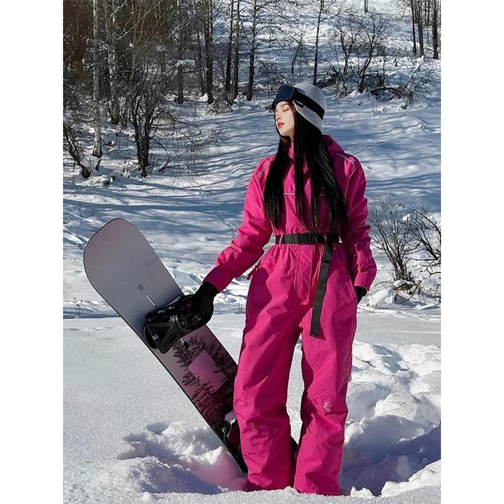KSKM玫红色连体滑雪服女2026秋冬新款户外超好看保暖御寒滑雪穿搭