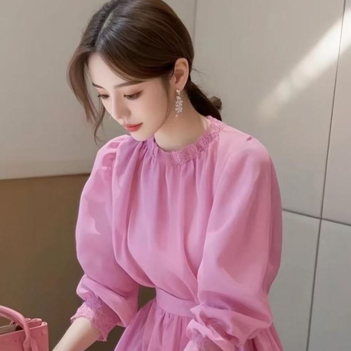 SS826火龙果雪纺衬衫女春新款小衫独特超好看法式仙气飘飘上衣