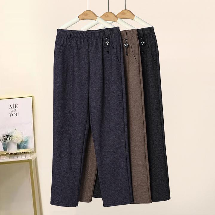 中年妈妈裤子松紧腰春秋休闲裤中老年人高腰直筒奶奶长裤老太太