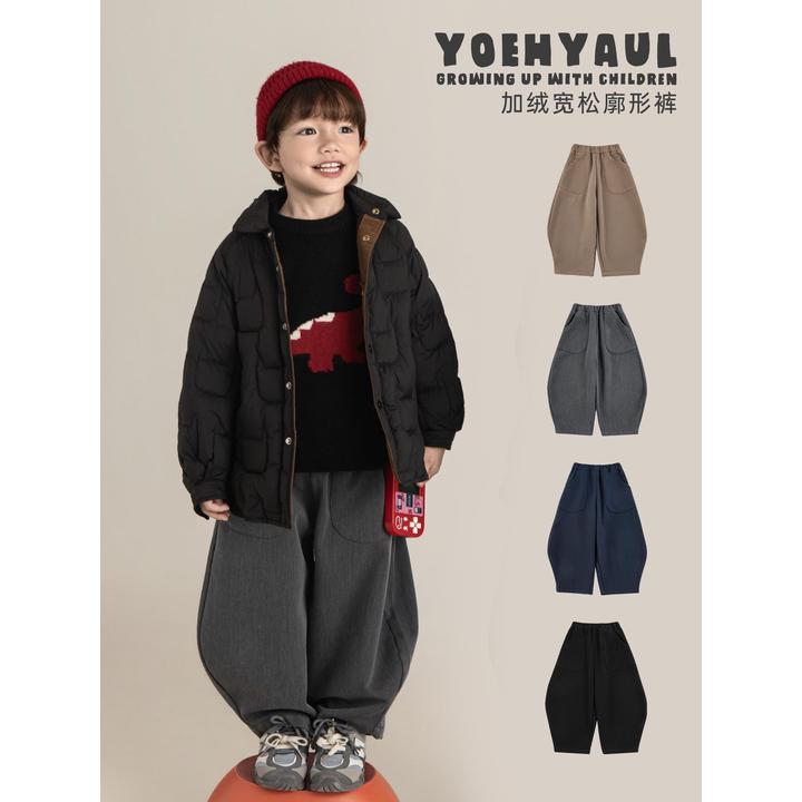 YOEHYAUL/幼悠冬壹波 柔暖薄绒 免烫TR面料显瘦廓形收脚裤 N6958