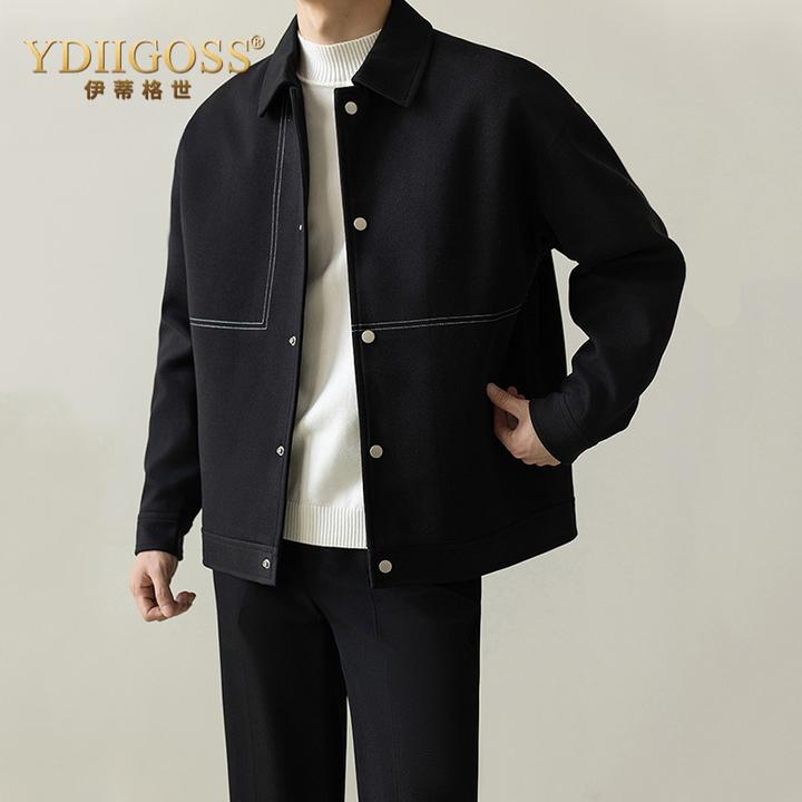 YDIIGOSS翻领夹克男秋季新款韩版休闲潮流溜肩男士外套男装