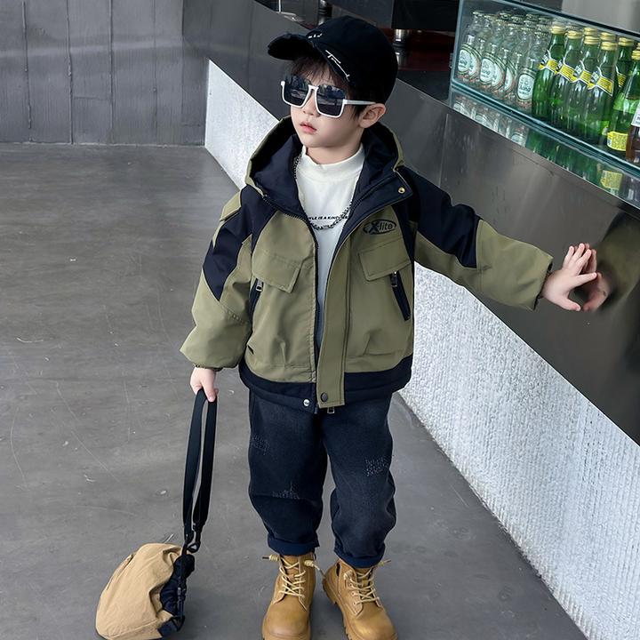 男童冬装加绒外套冬季新款韩版儿童帅气潮款派克服中小童加厚上衣