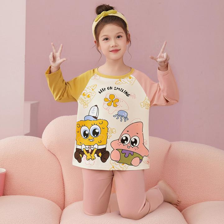 女童睡衣春秋季新款纯棉长袖女童可爱卡通外穿母女童家居服套6623