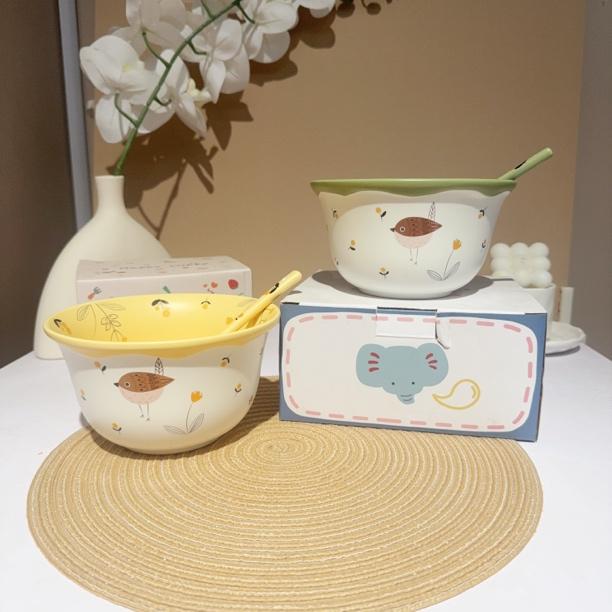 【鸟语花香】6英寸陶瓷色釉哑光汤碗面碗国风新中式轻奢家用餐具