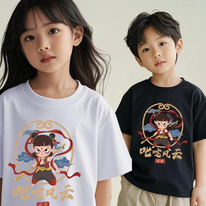 【25年春上新】爆款2025款哪吒纯棉T恤男女童洋气短袖T恤