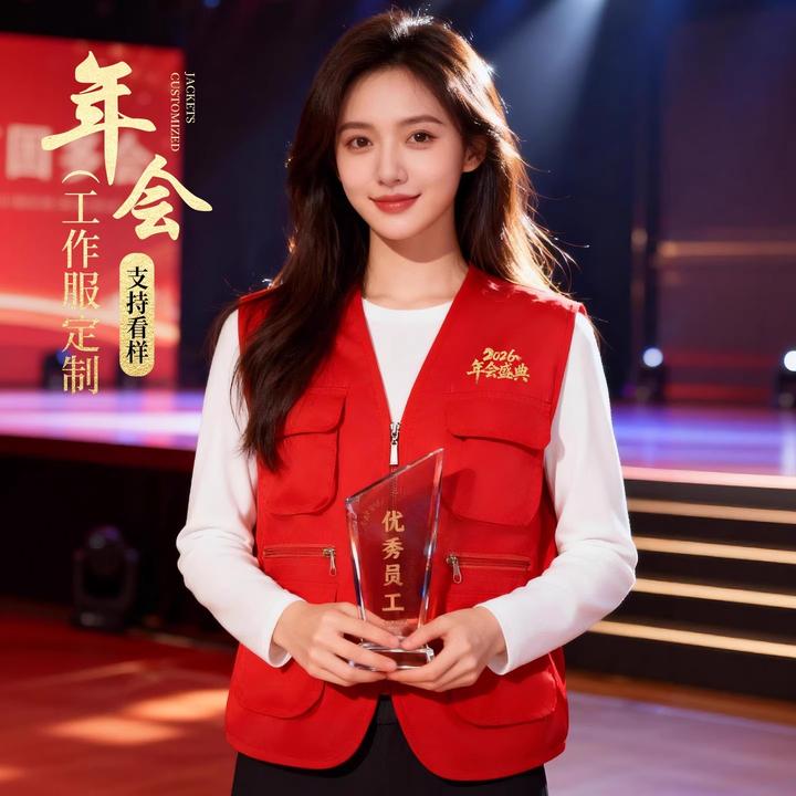 马年企业年会红马甲定制工作服印logo公司单位团建聚餐集体员工装