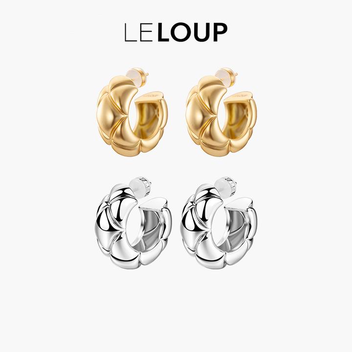 LELOUP 铜合金耳饰 雅典娜耳环十字纹耳圈优雅气质简约时尚轻奢