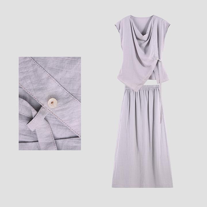 「SANQIAN·宋三千」2025夏款荡领无袖不规则显瘦上衣SHBZU651595