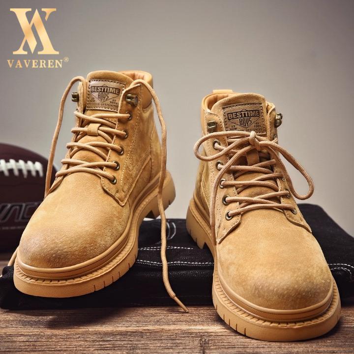 真皮马丁靴男增高复古英伦高帮工装鞋子男士加绒中帮翻毛男鞋冬季