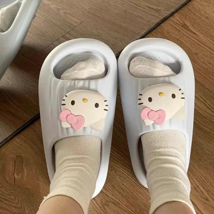 夏季宿舍必备拖鞋女卡通KT猫EVA软底舒适室内浴室防滑防水一字拖