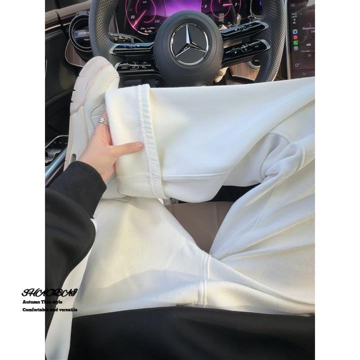 cleanfit白色牛仔裤男秋冬加绒美式潮牌休闲百搭微喇裤子高街vibe