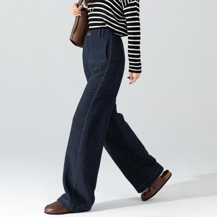 针织羊毛弯刀阔腿裤女款爆款2025新款冬季加厚高腰垂感窄版镰刀裤