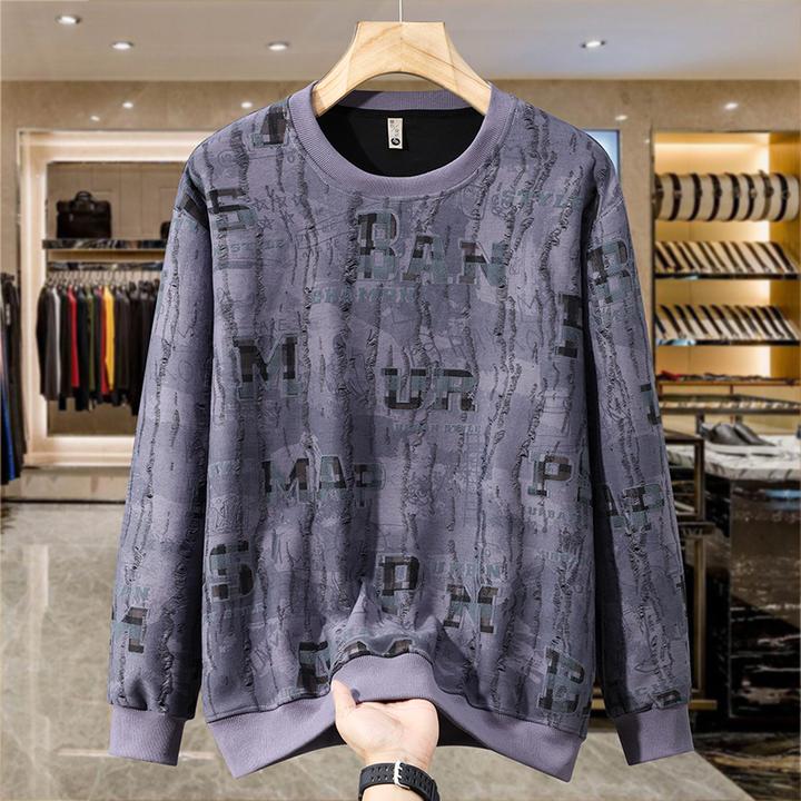 卫衣男大码宽松显瘦加绒休闲字母圆领秋冬新款长袖百搭潮胖子上衣